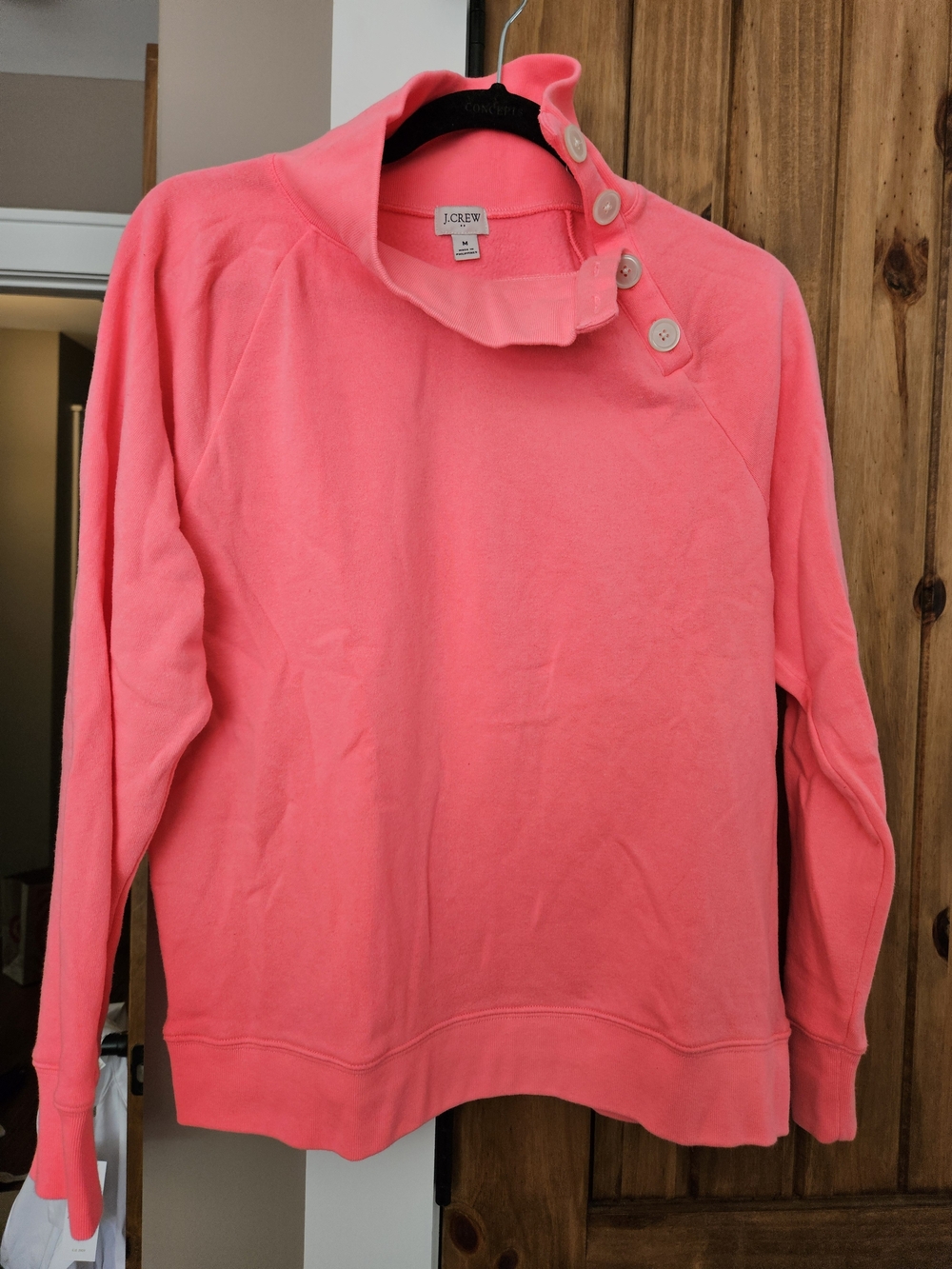 J.Crew Coral Button-Neck Sweatshirt